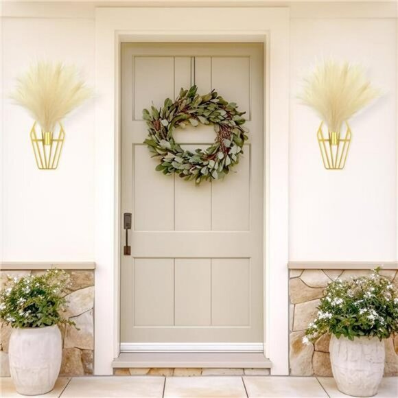 Boho Gold Wall Decor Set Metal Pampas Hanging Art for Bedroom Living Room - Picture 6 of 7